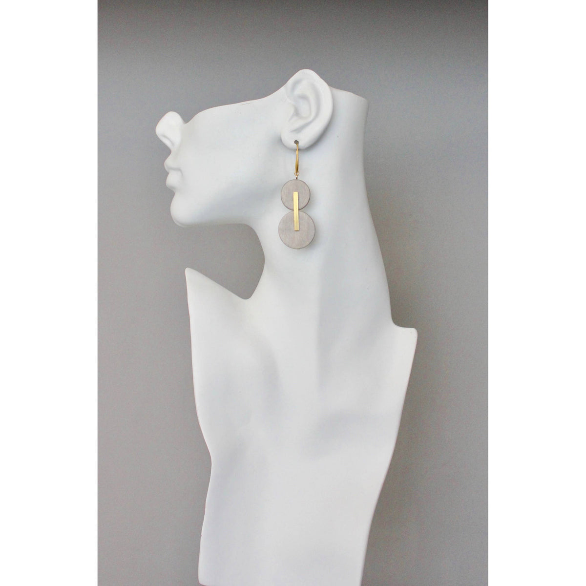 David Aubrey Gray Wood and Brass Earrings