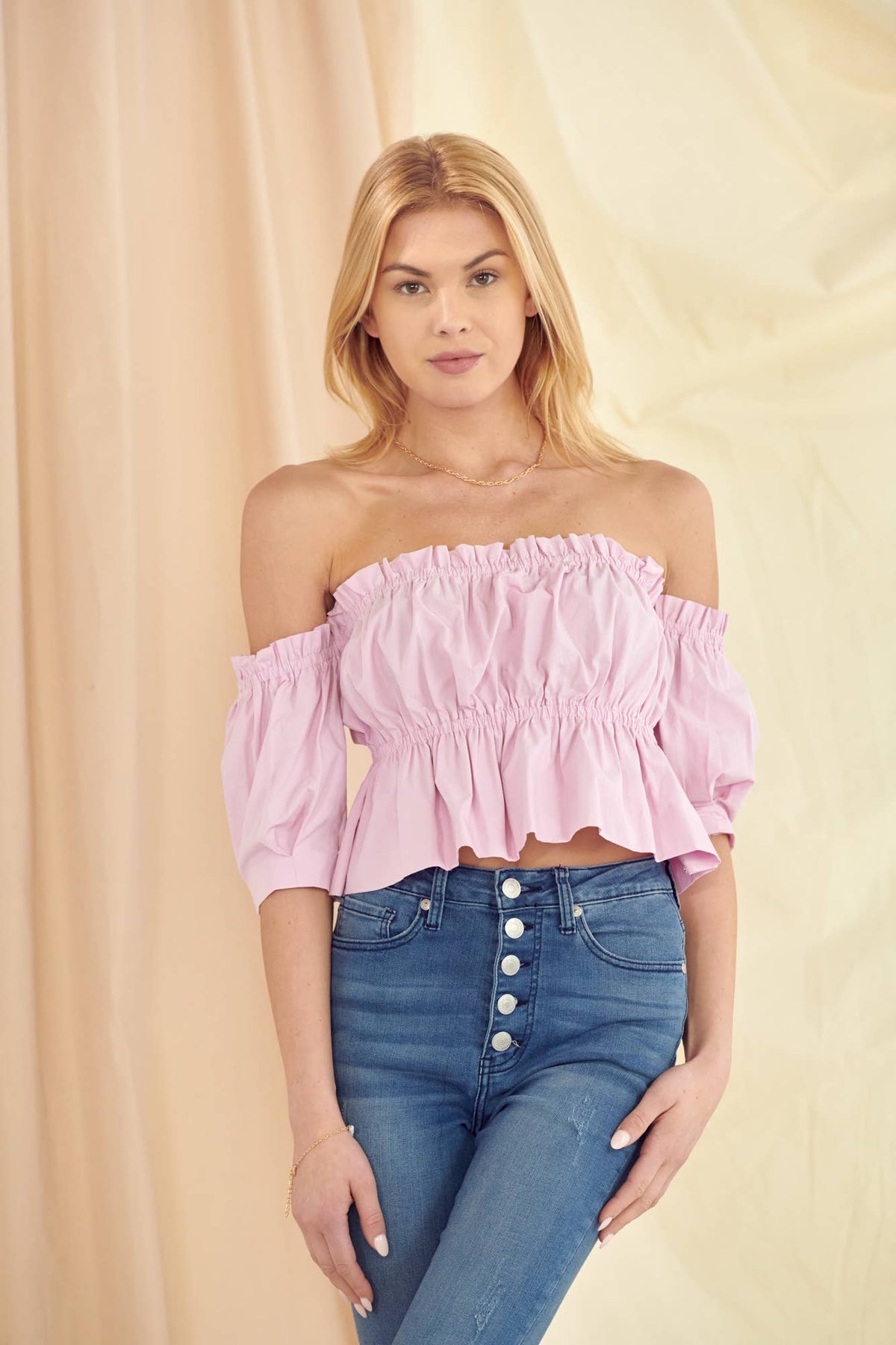 Fore Collection Off the Shoulder Ruffle Top