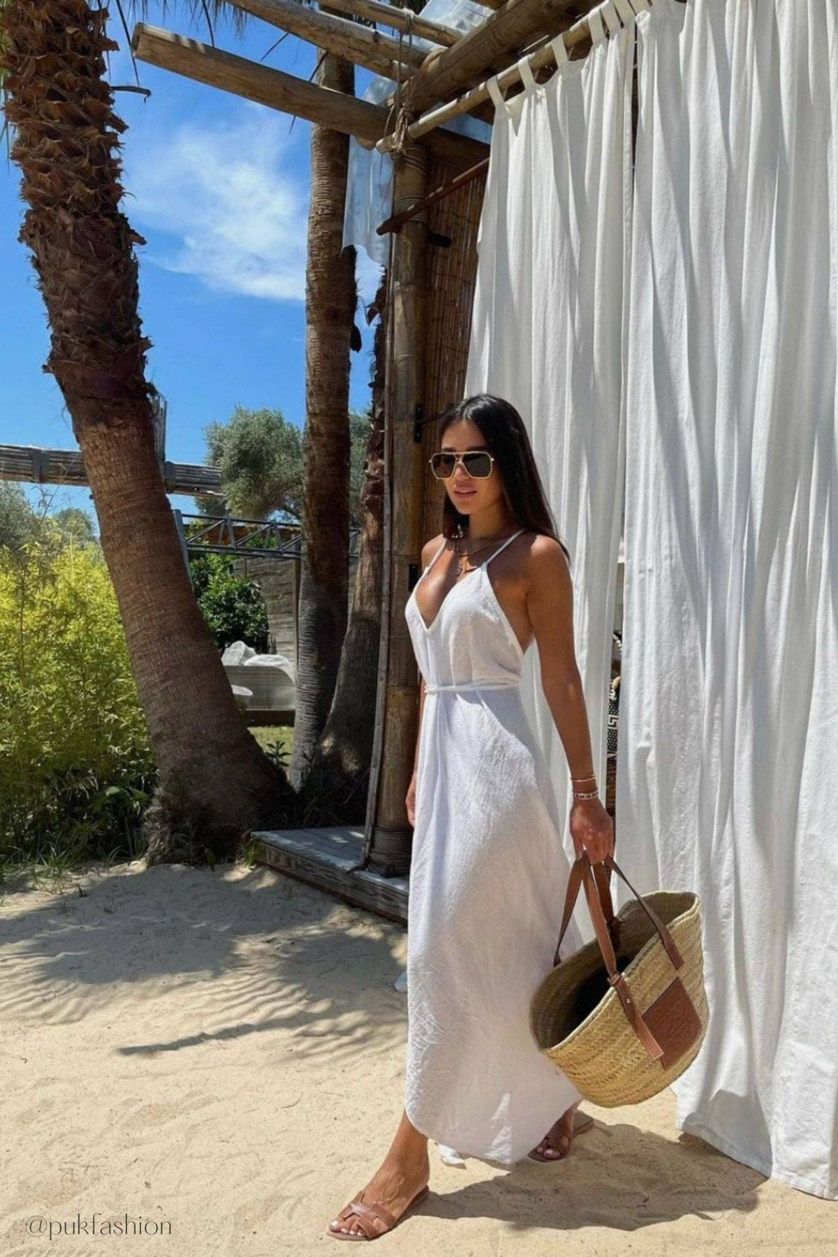 The Handloom Sage Maxi Dress - White
