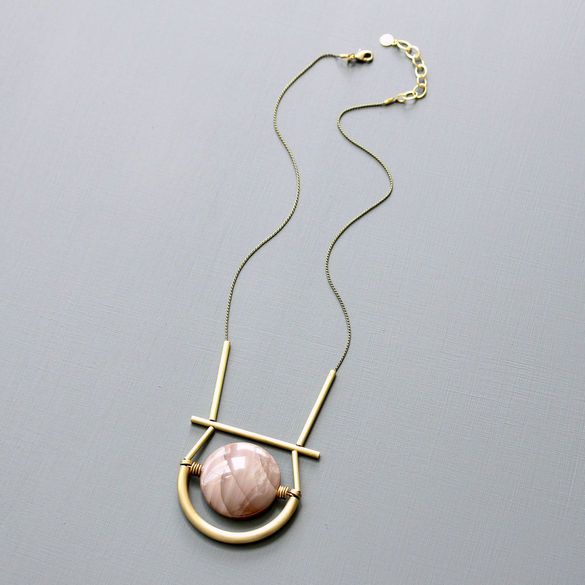 David Aubrey Geometric Jasper and Brass Necklace