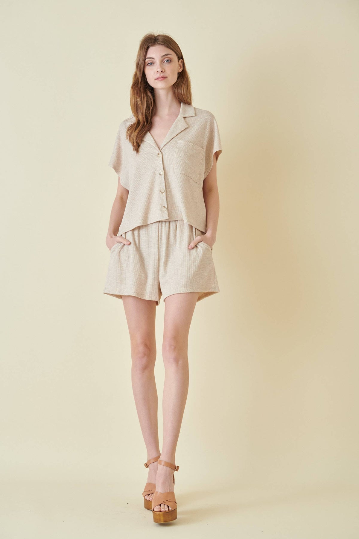 Fore Collection High Waisted Waffle Knit Shorts