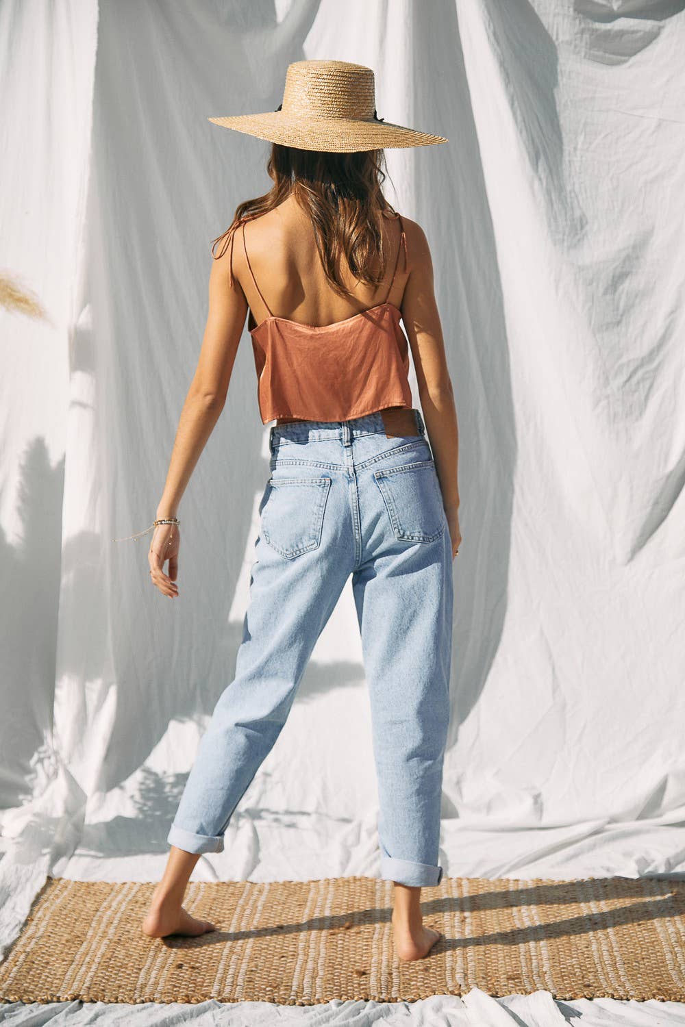 Endless Blu Silky Satin Cropped Top