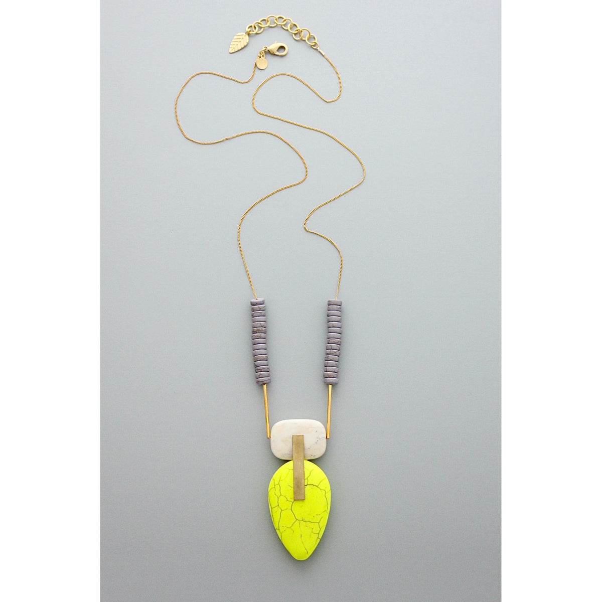 David Aubrey Neon Magnesite Pendant Necklace