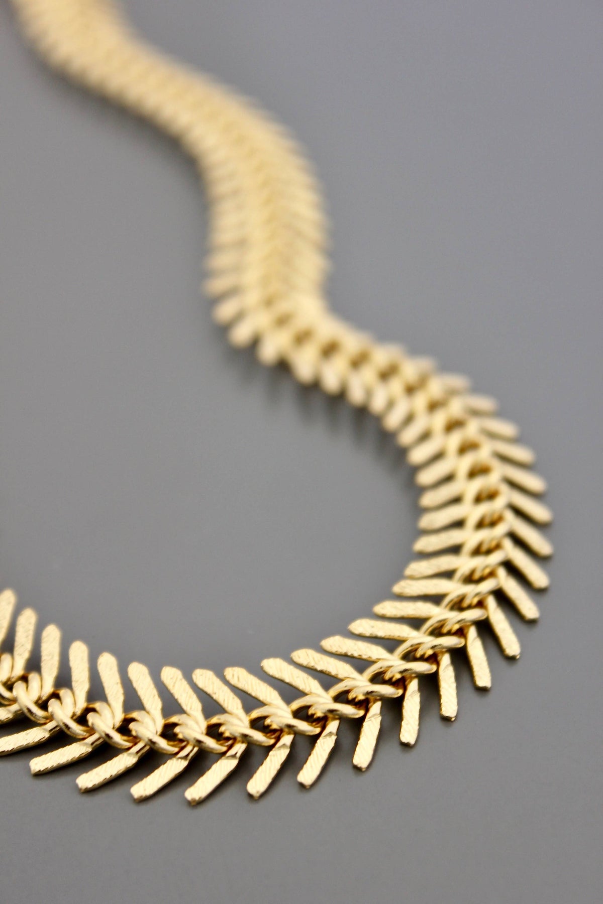 David Aubrey Gold Chain Fish Bone Necklace