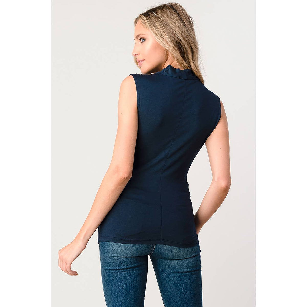 Heimious Surplice Sleeveless Knit Top