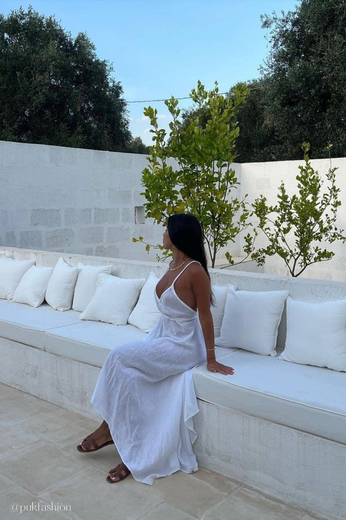 The Handloom Sage Maxi Dress - White