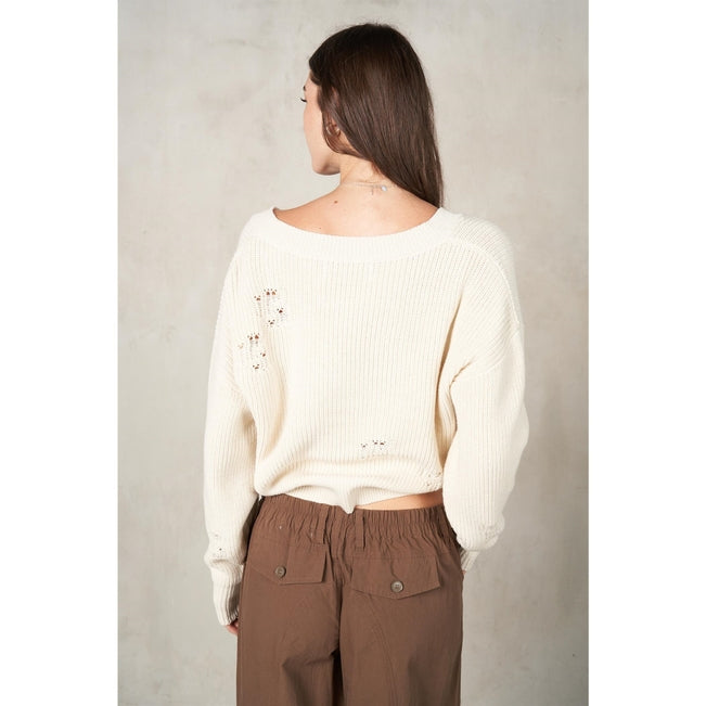 Maronie Distressed Knit Pullover