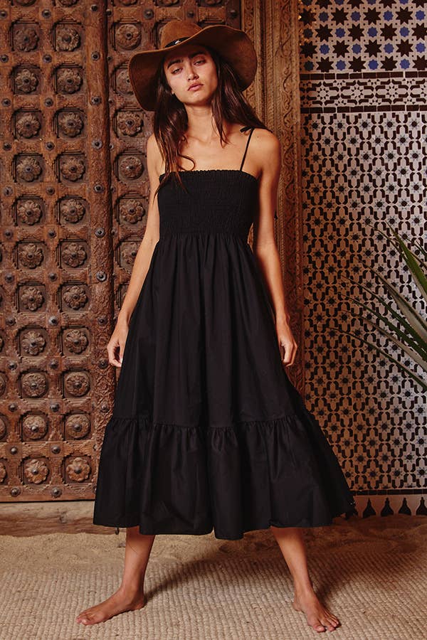 Bucketlist Smocked Poplin Midi Dress