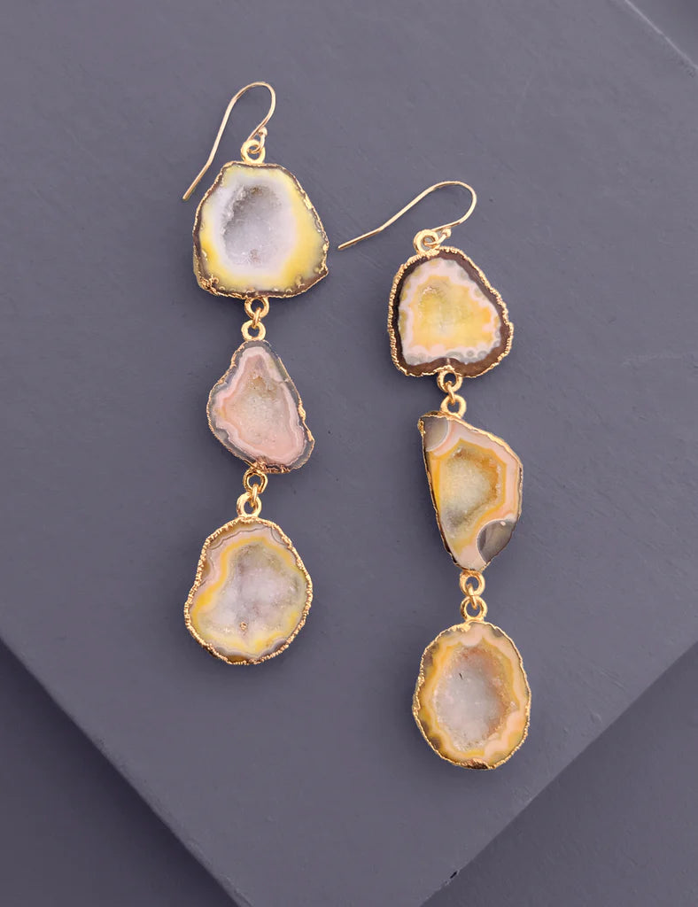 Nuance Tiered Geode Drop Earrings | MORE COLORS |