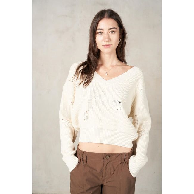 Maronie Distressed Knit Pullover