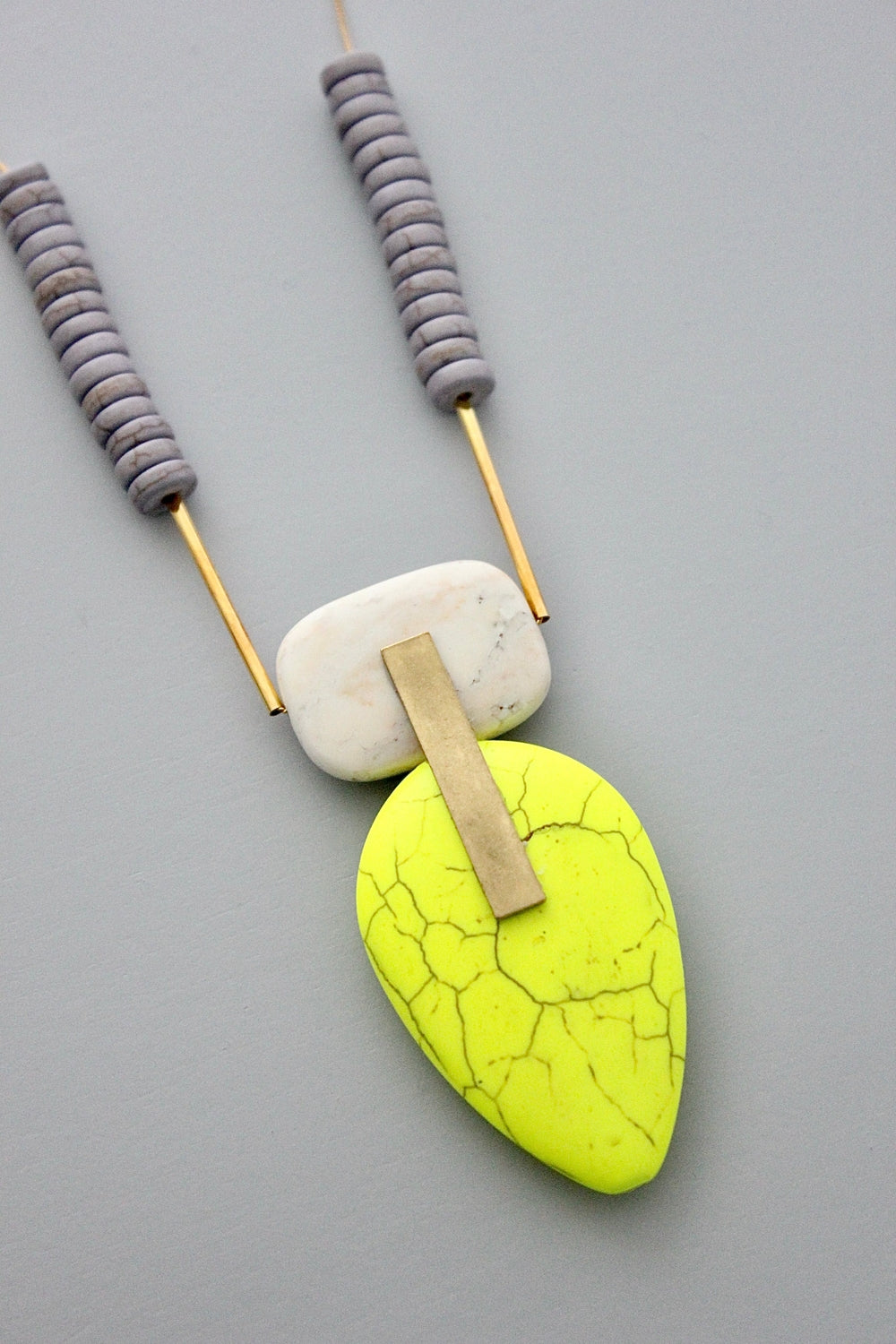 David Aubrey Neon Magnesite Pendant Necklace