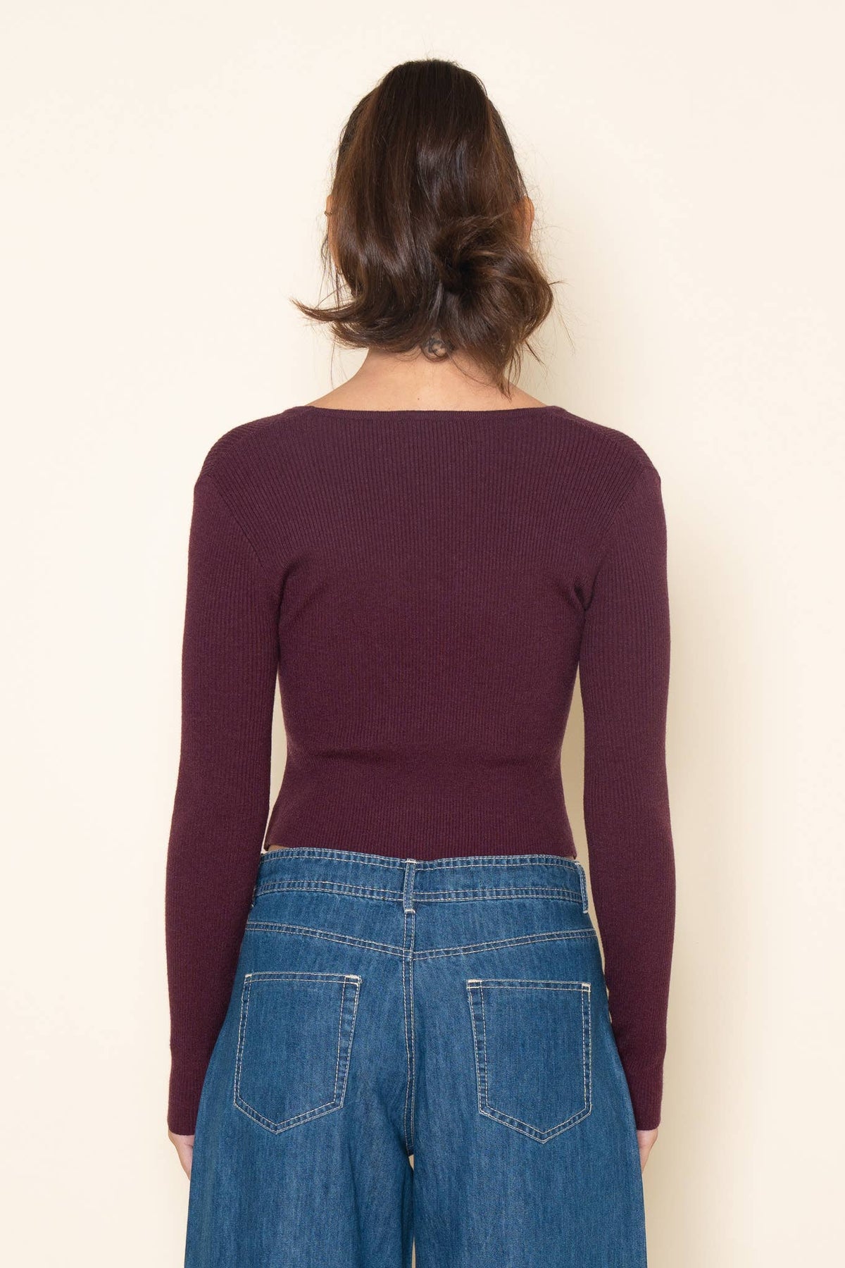 Fore Collection Buckle Detail Long Sleeve Knit Top