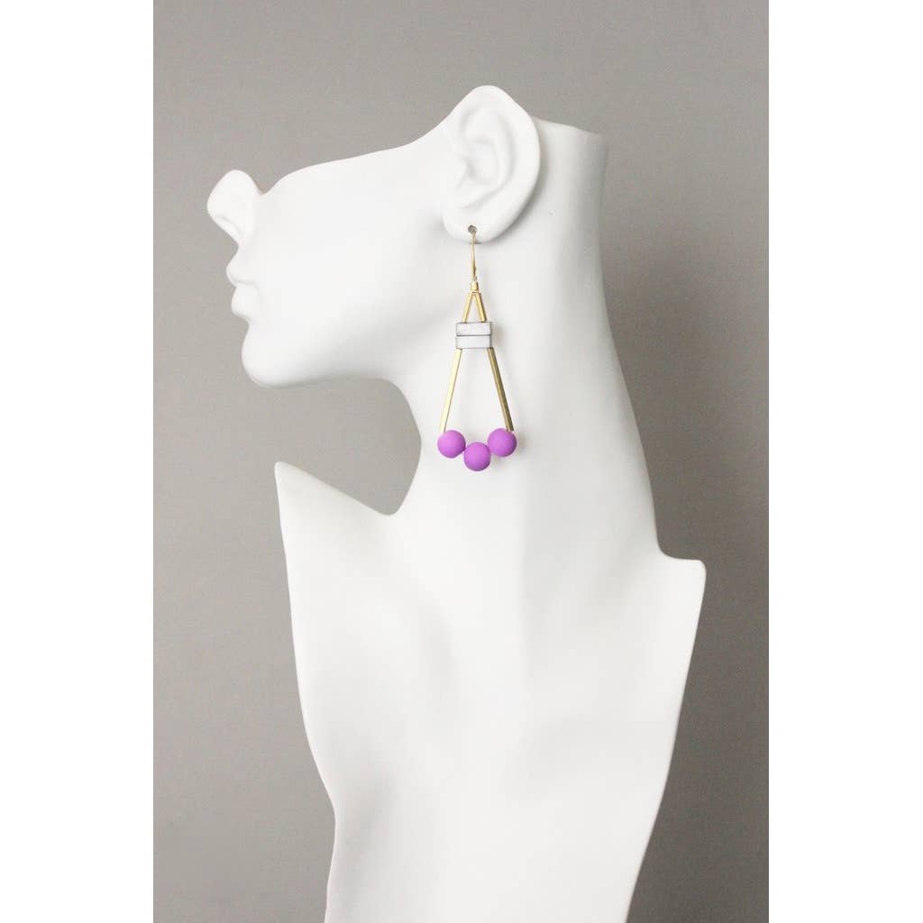 David Aubrey Geometric Pink and Brass Earrings