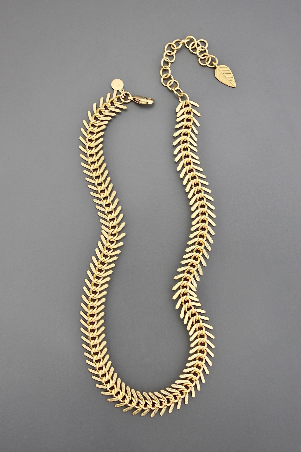 David Aubrey Gold Chain Fish Bone Necklace