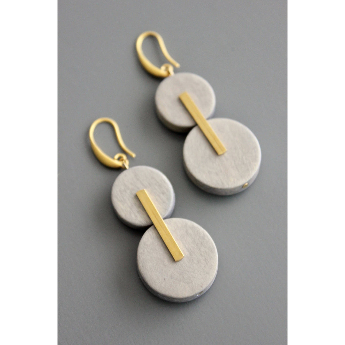 David Aubrey Gray Wood and Brass Earrings