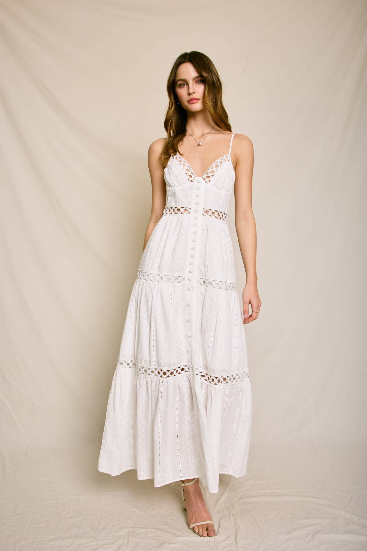 Dress Forum Eyelet Lace Tiered Maxi Dress