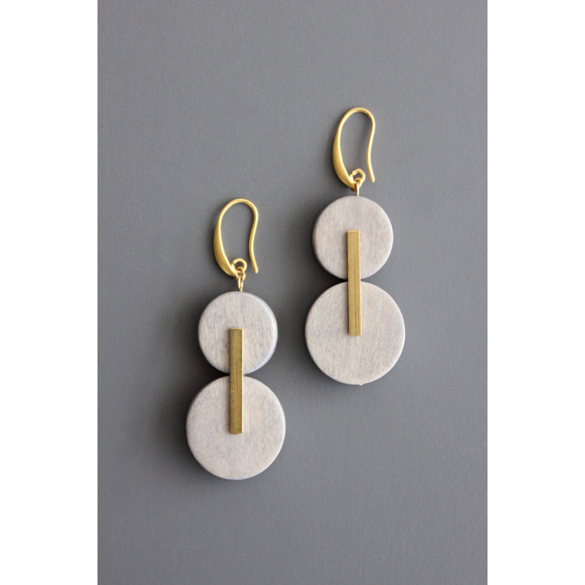 David Aubrey Gray Wood and Brass Earrings