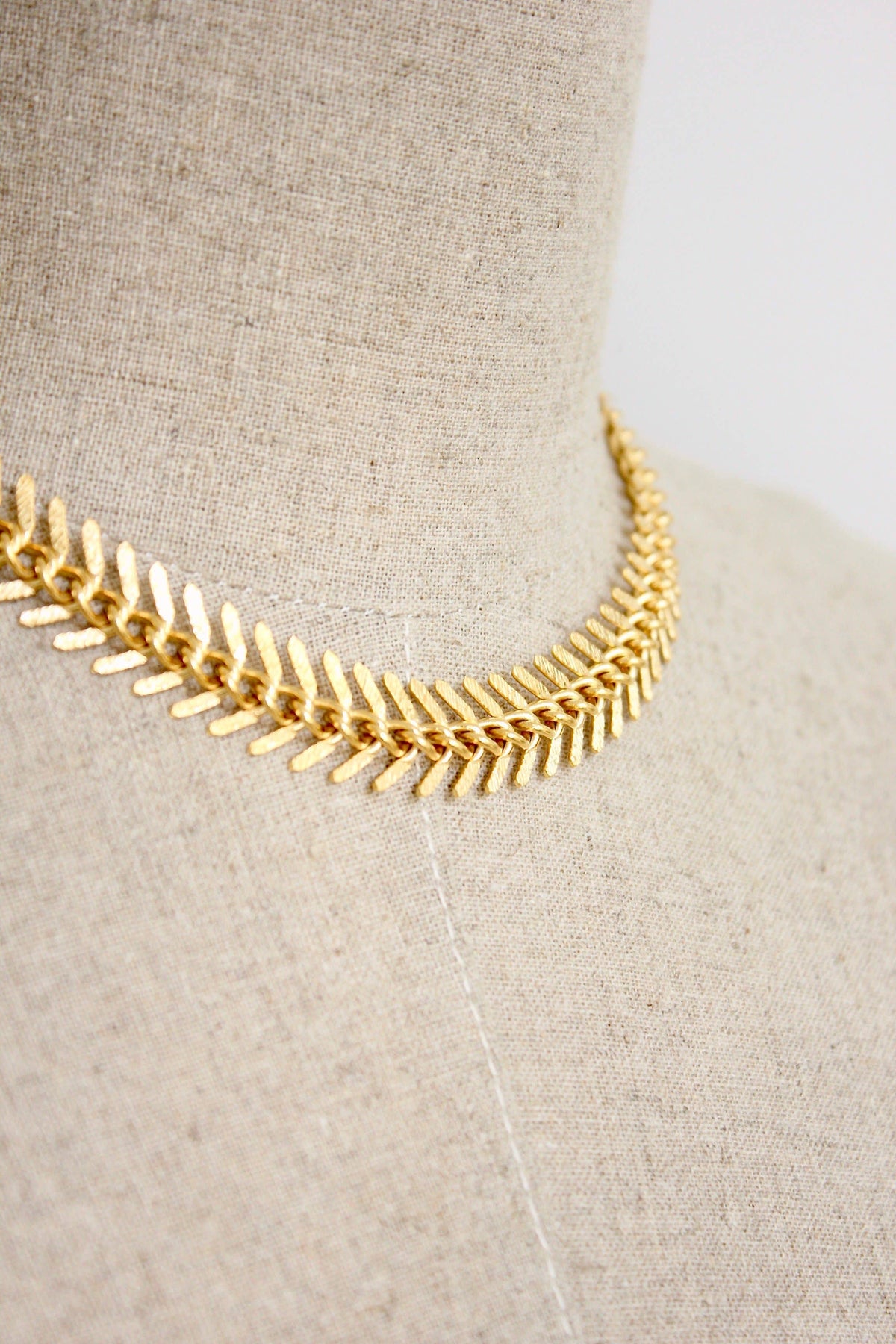 David Aubrey Gold Chain Fish Bone Necklace