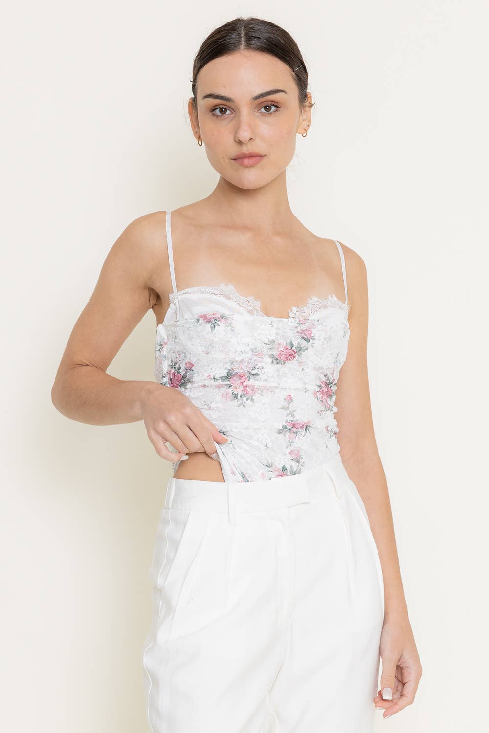 Fore Collection Floral Lace Bodysuit