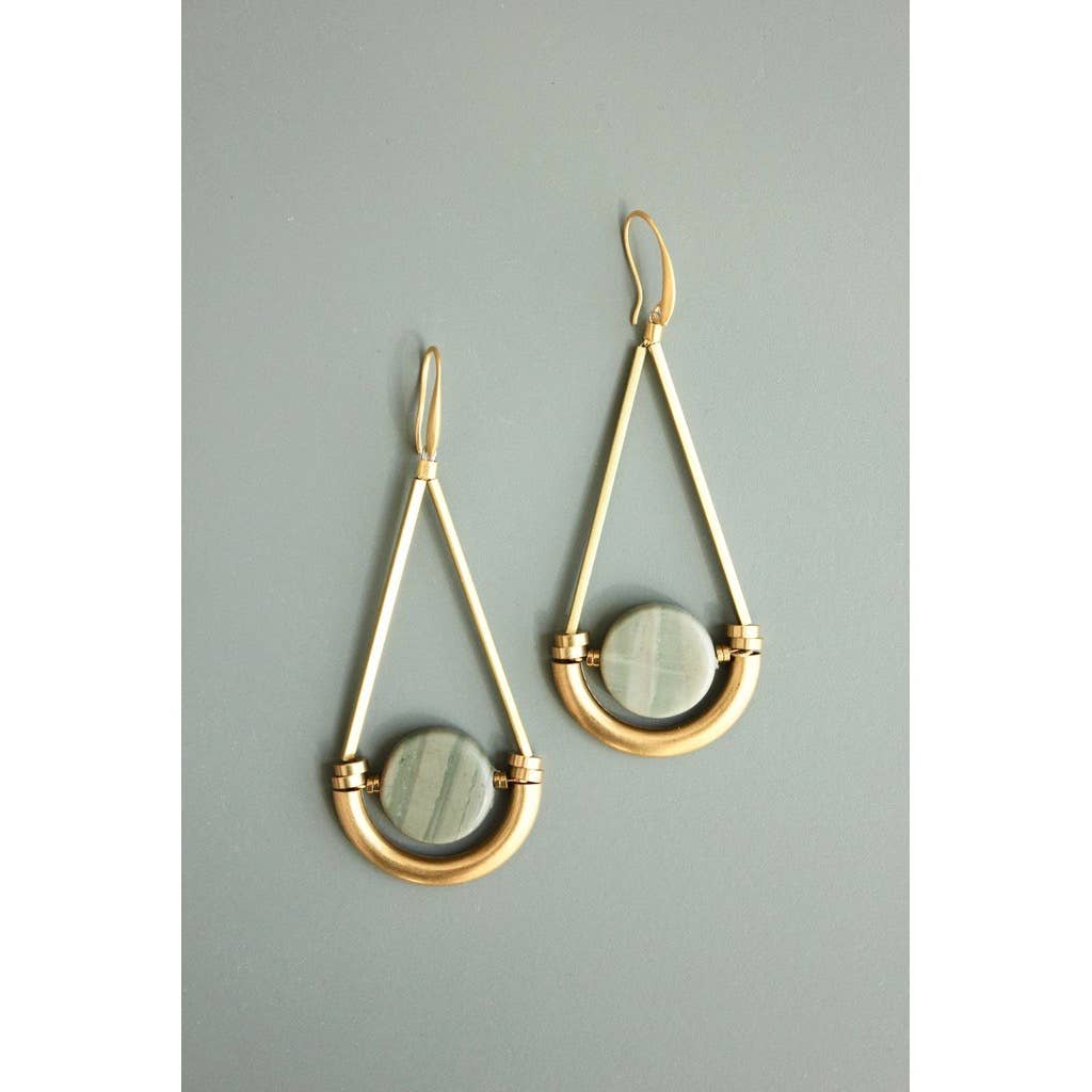 David Aubrey Brass and Jasper Earrings