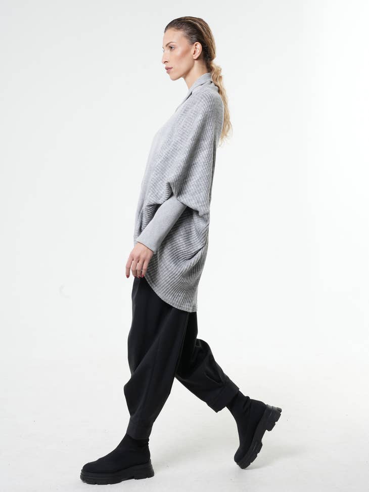 Metamorphoza Grey Zipped Cardigan