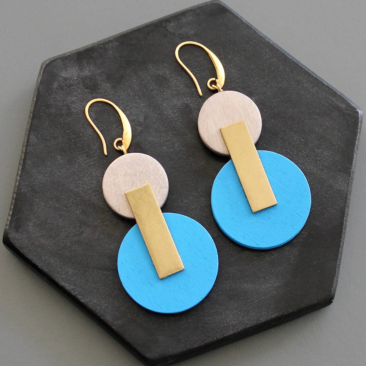 David Aubrey Capri Blue Disc Earrings