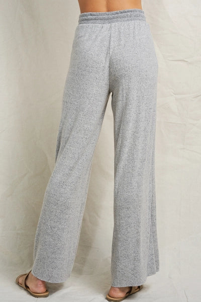 Maronie Grey Lounge Set | Twist Front Top + Wide Leg Pants