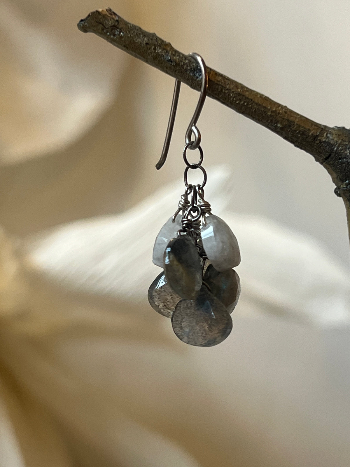 Vannucci Moonstone and Pyrite Cluster Earrings