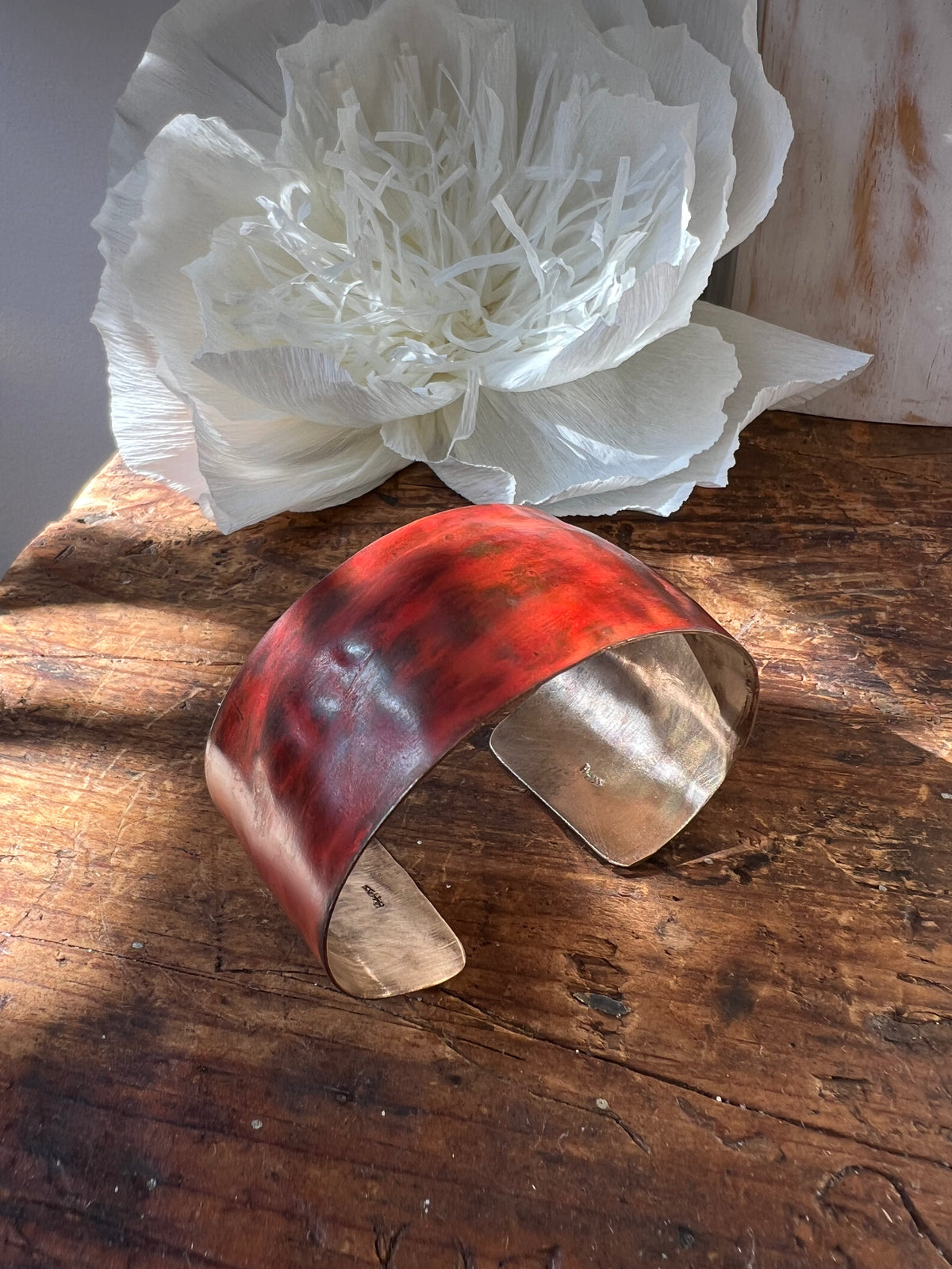 Dennis Higgins Red Patina Bronze Cuff