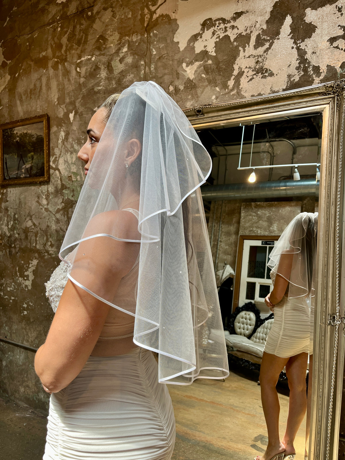 Toile White & Ivory Elbow Length Veils
