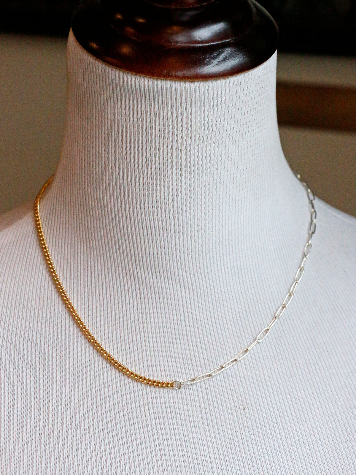 Susan Rifkin Curb +Paperclip Chain Necklace | Two Tone