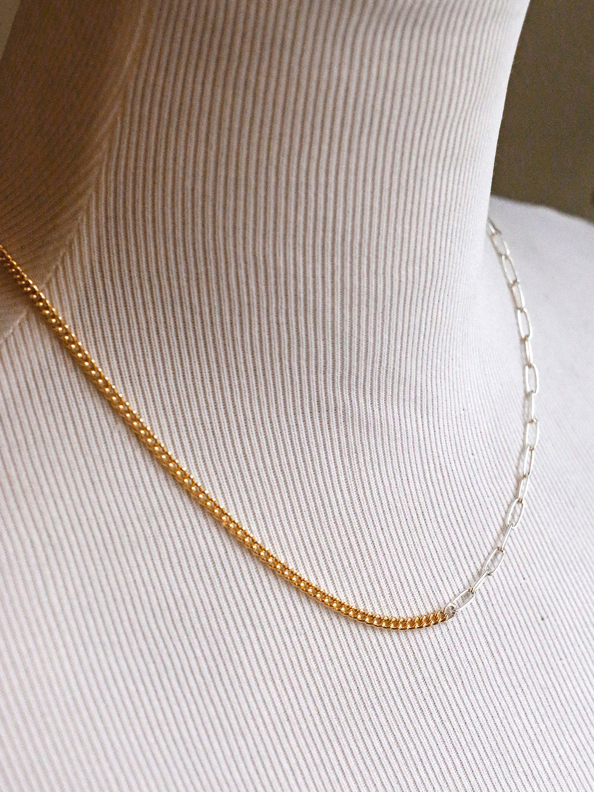 Susan Rifkin Curb +Paperclip Chain Necklace | Two Tone