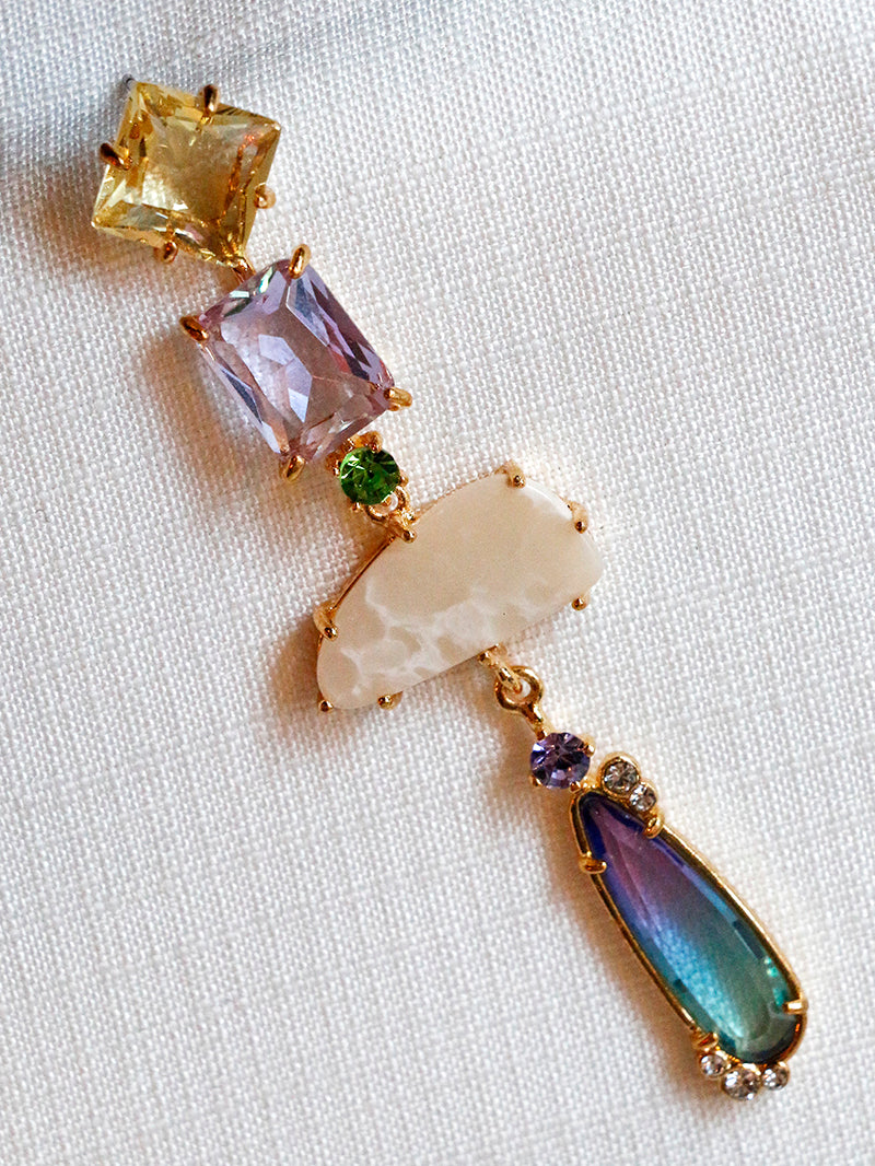 Nuance Asymmetric Jewel Drop Earrings | Multi Color