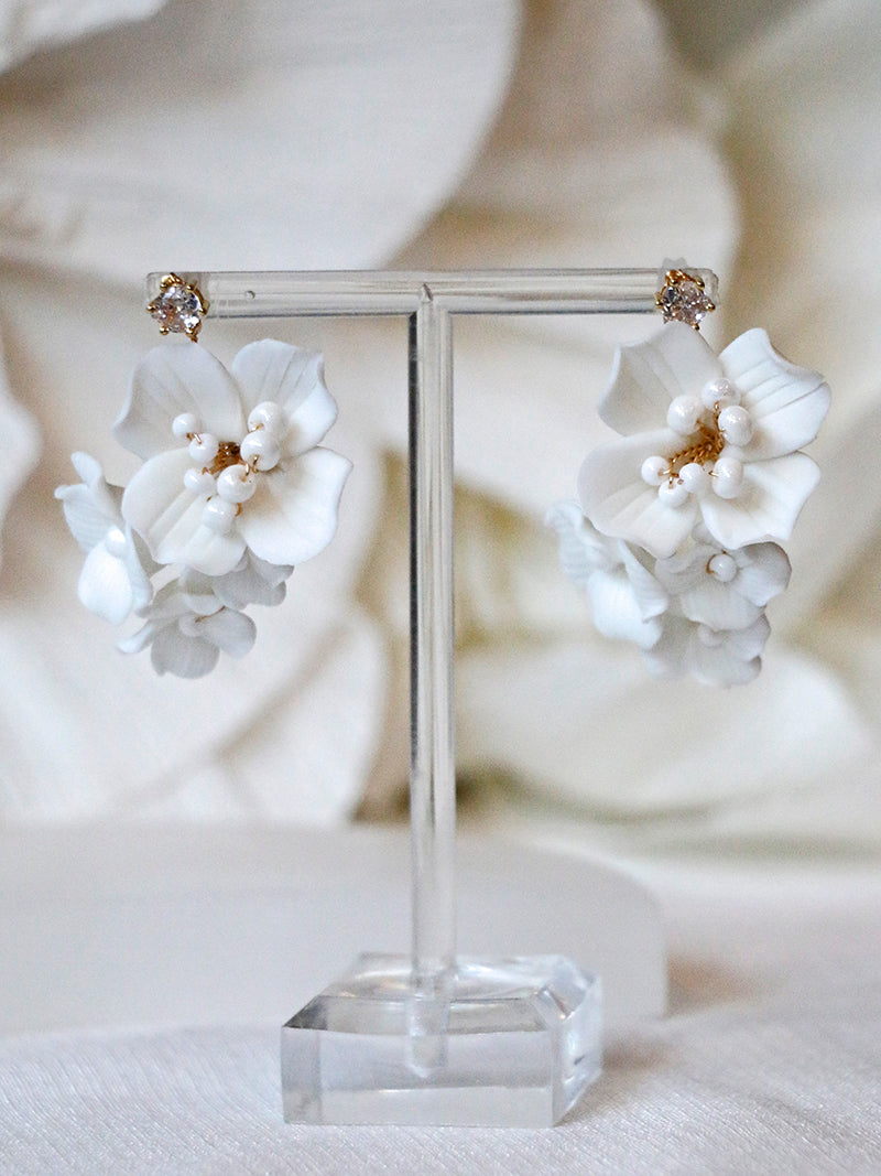 Nuance Porcelain Floral Cluster Earrings