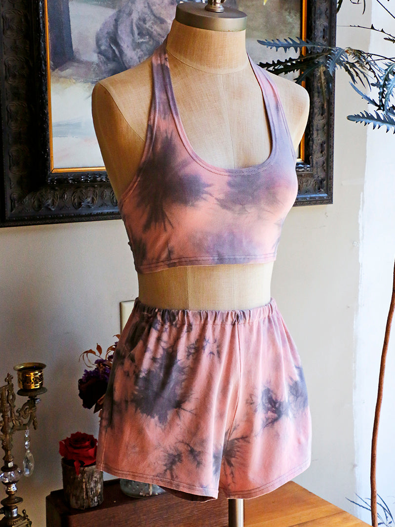 Bianca Rachele Hand Dyed Wrap Halter Top | Pink + Grey