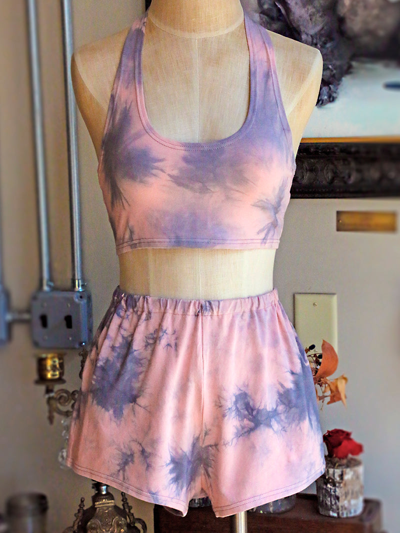 Bianca Rachele Hand Dyed Wrap Halter Top | Pink + Grey