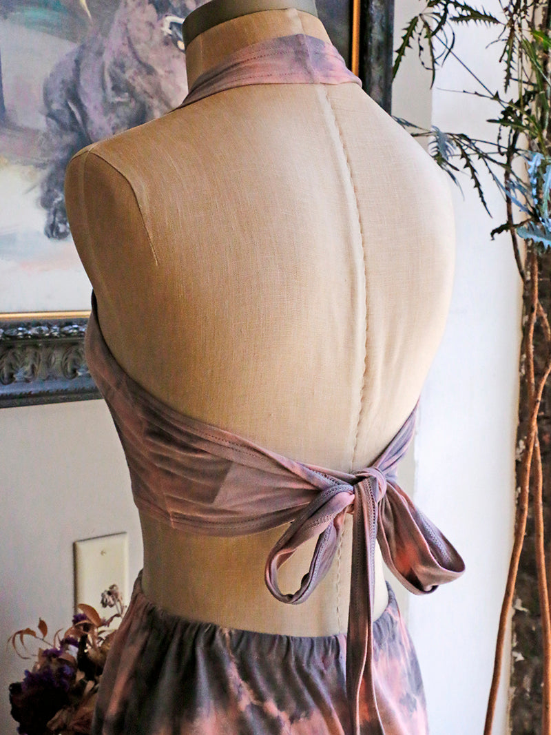 Bianca Rachele Hand Dyed Wrap Halter Top | Pink + Grey