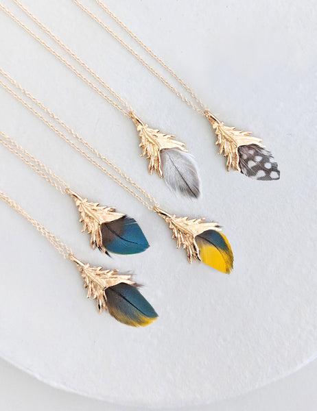 Nuance Mini Feather Charm Necklace | More Color Options