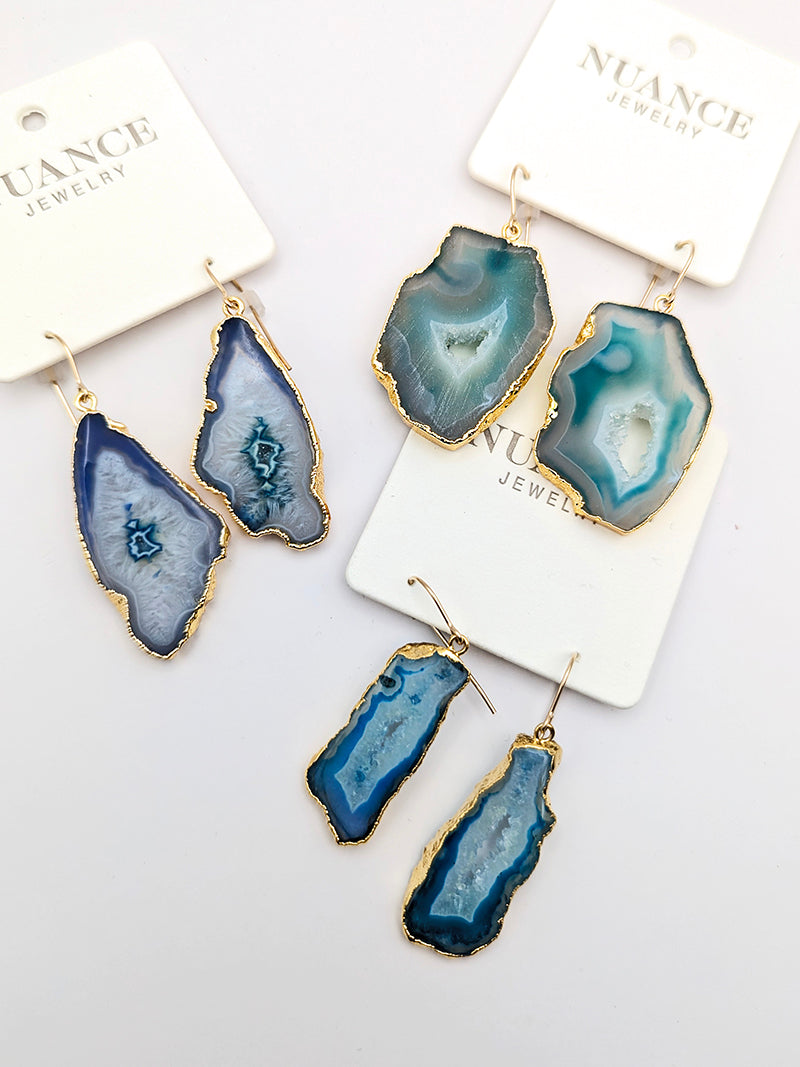 Nuance Geode Slice Earrings | Blues