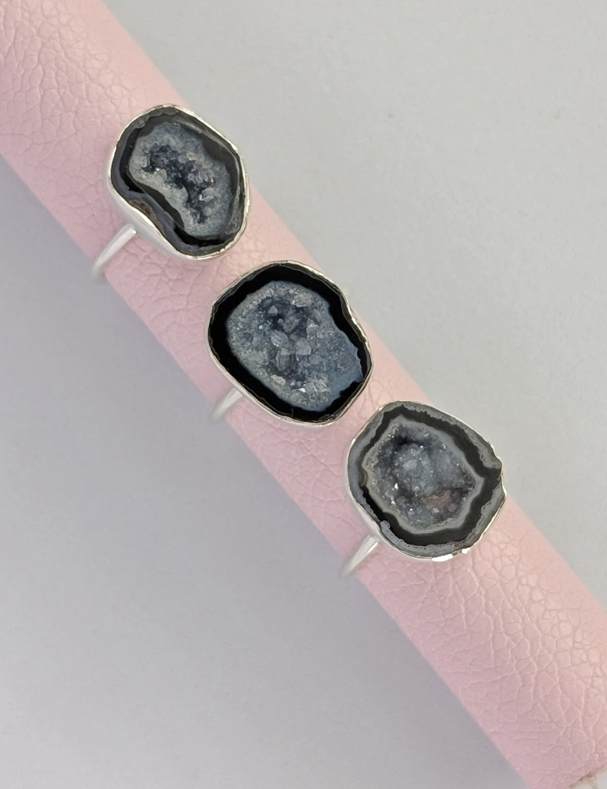 Nuance OOAK geode silver rings