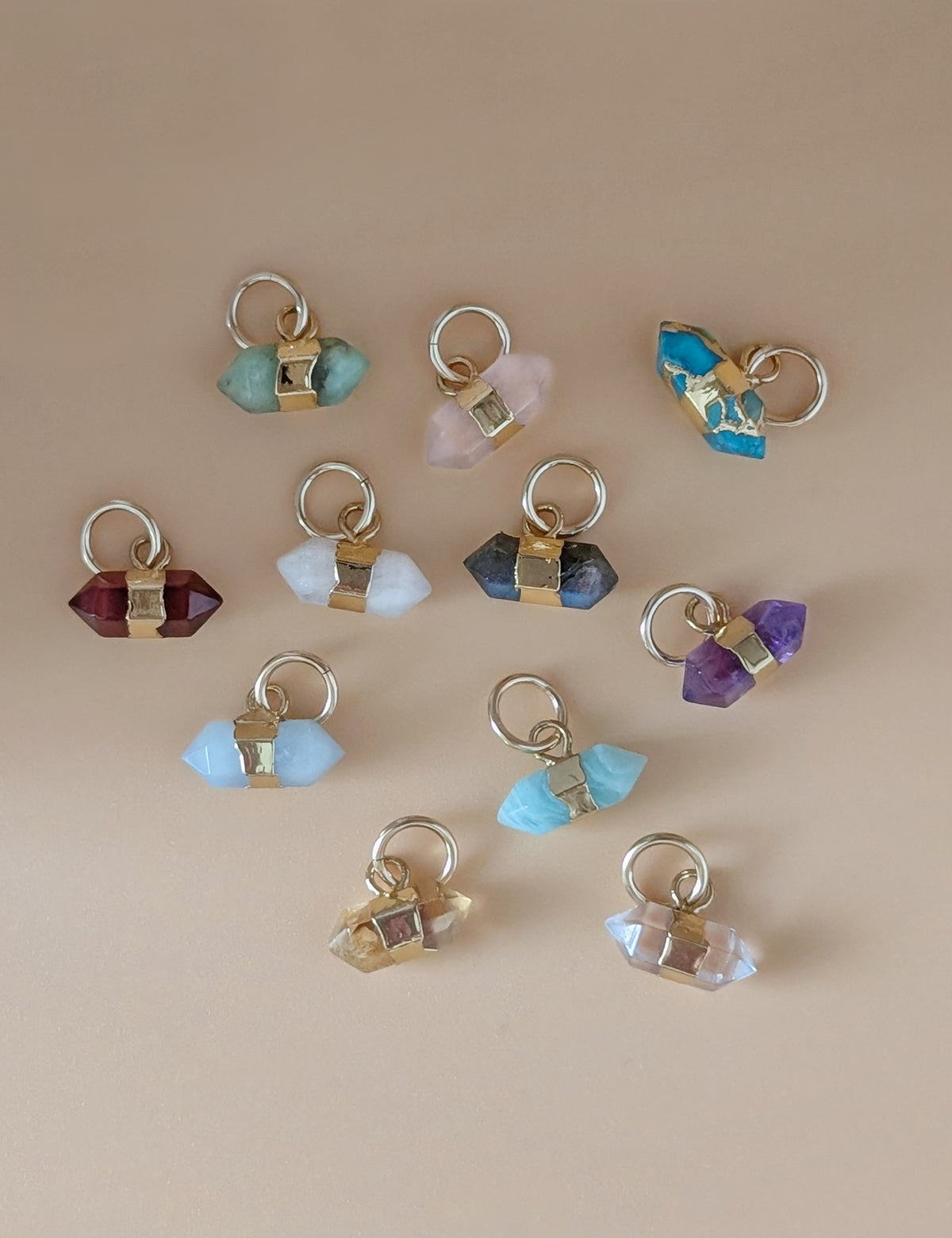 Double Point Gemstone Charm