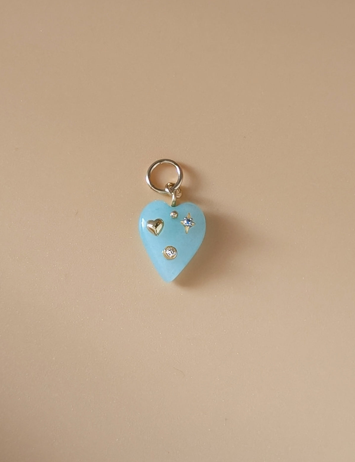 Nuance Blue Agate Heart Charm