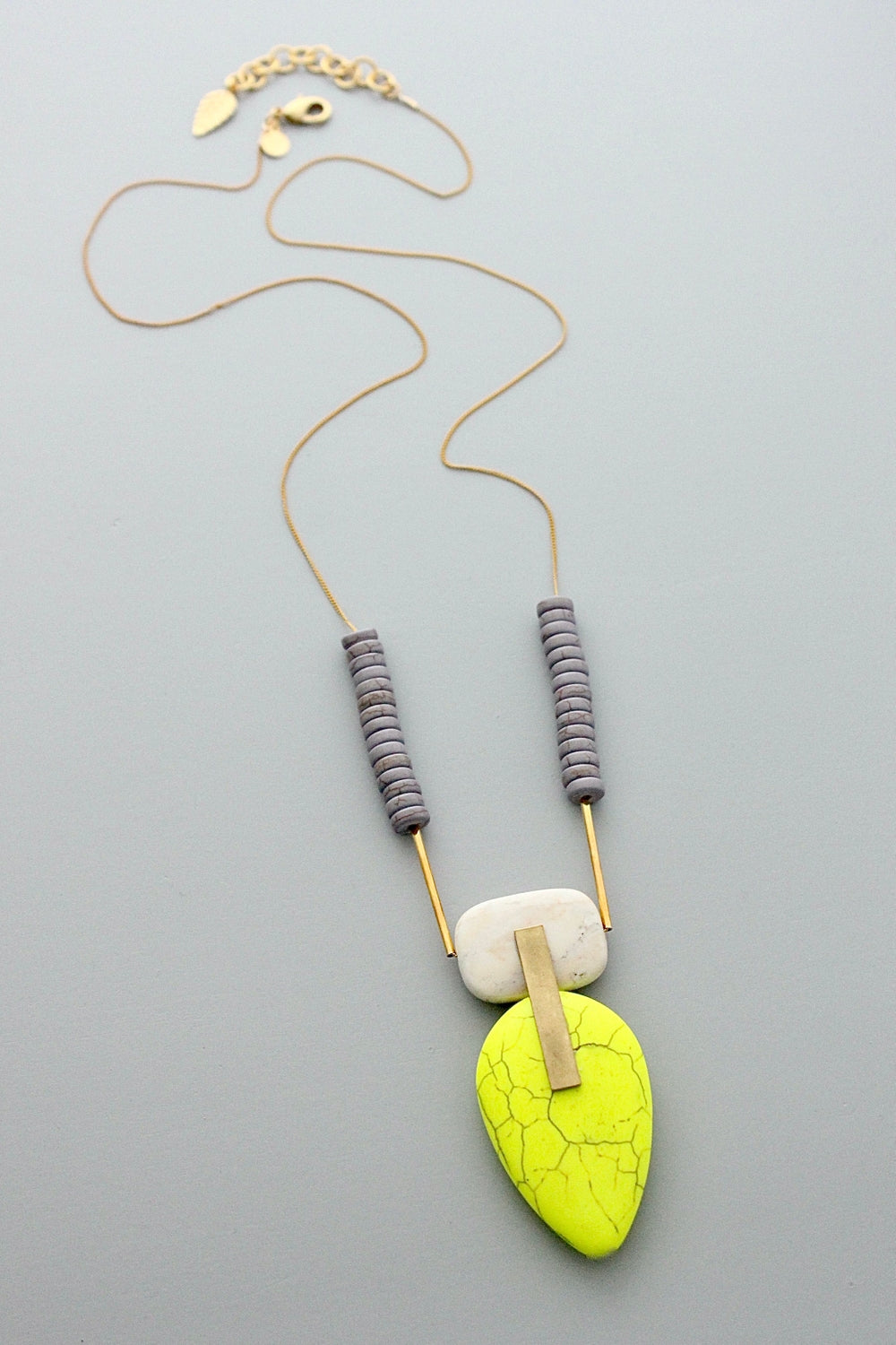 David Aubrey Neon Magnesite Pendant Necklace