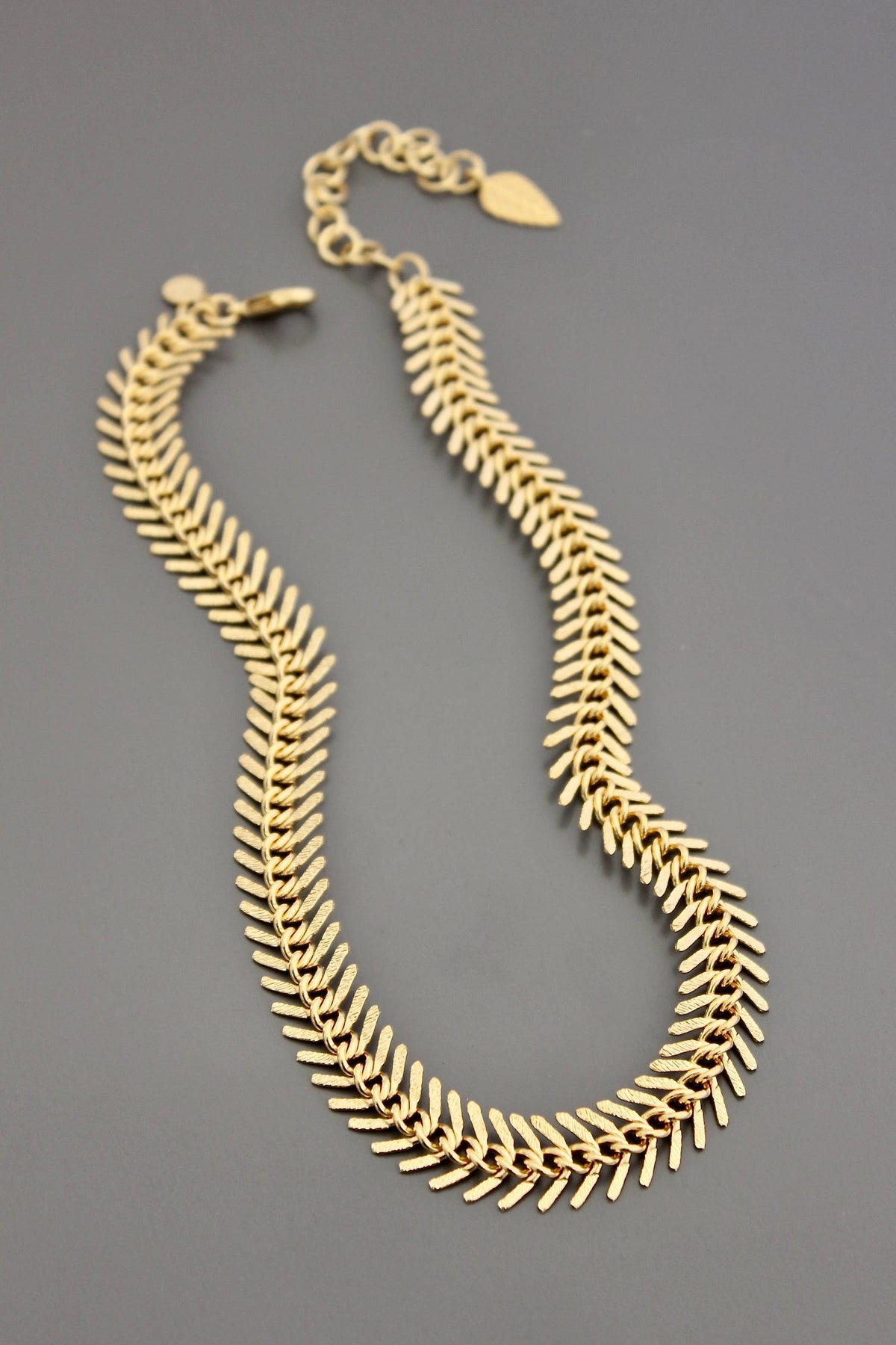 David Aubrey Gold Chain Fish Bone Necklace
