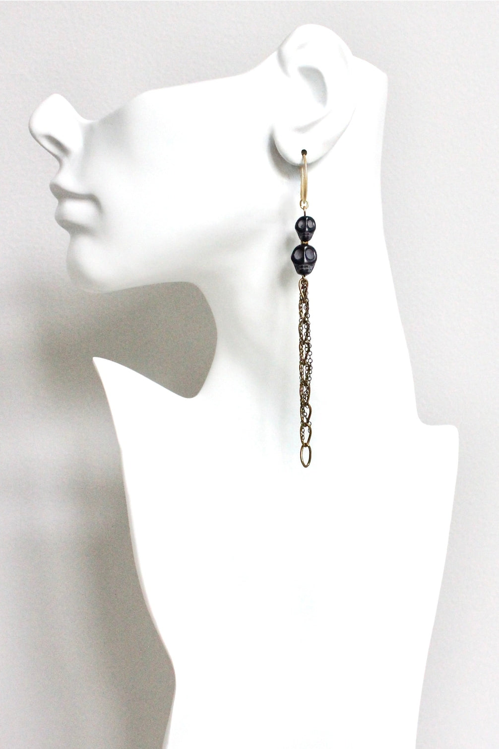 David Aubrey Black Skull Duster Earrings