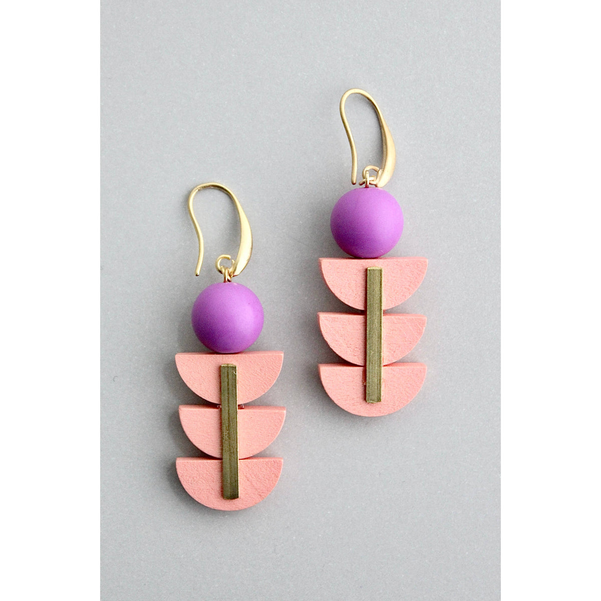 David Aubrey Pink and Purple Geometric Earrings