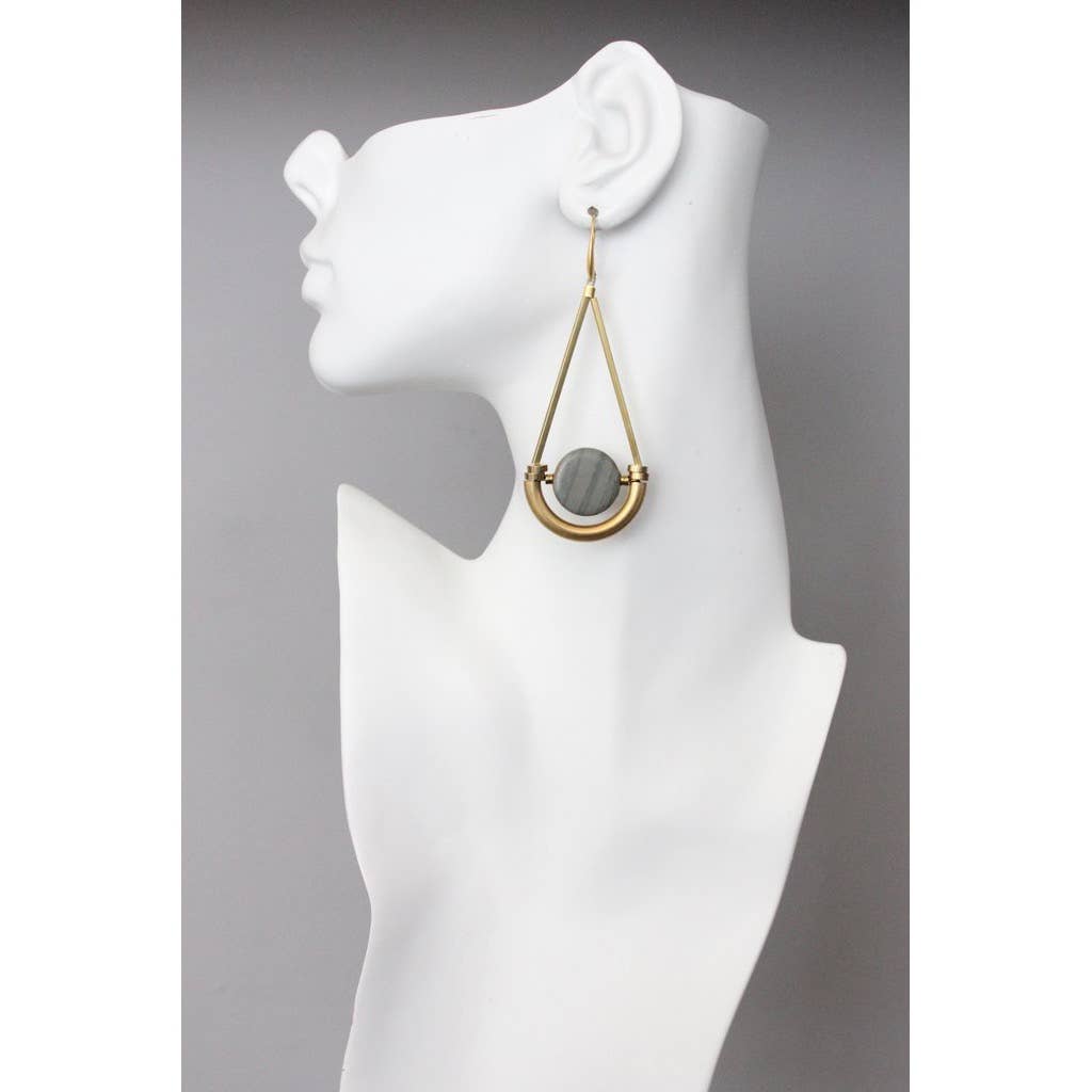 David Aubrey Brass and Jasper Earrings