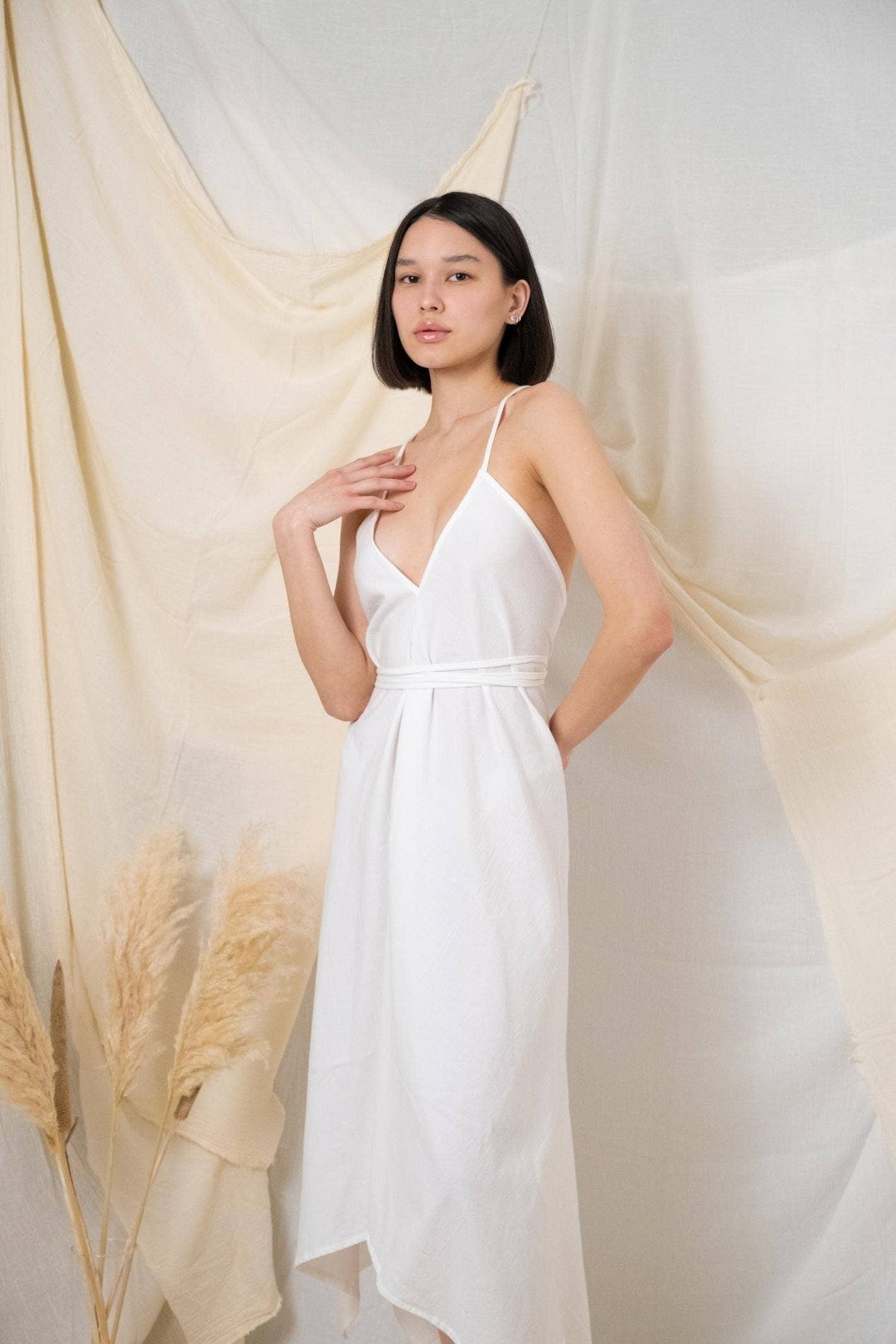 The Handloom Sage Maxi Dress - White