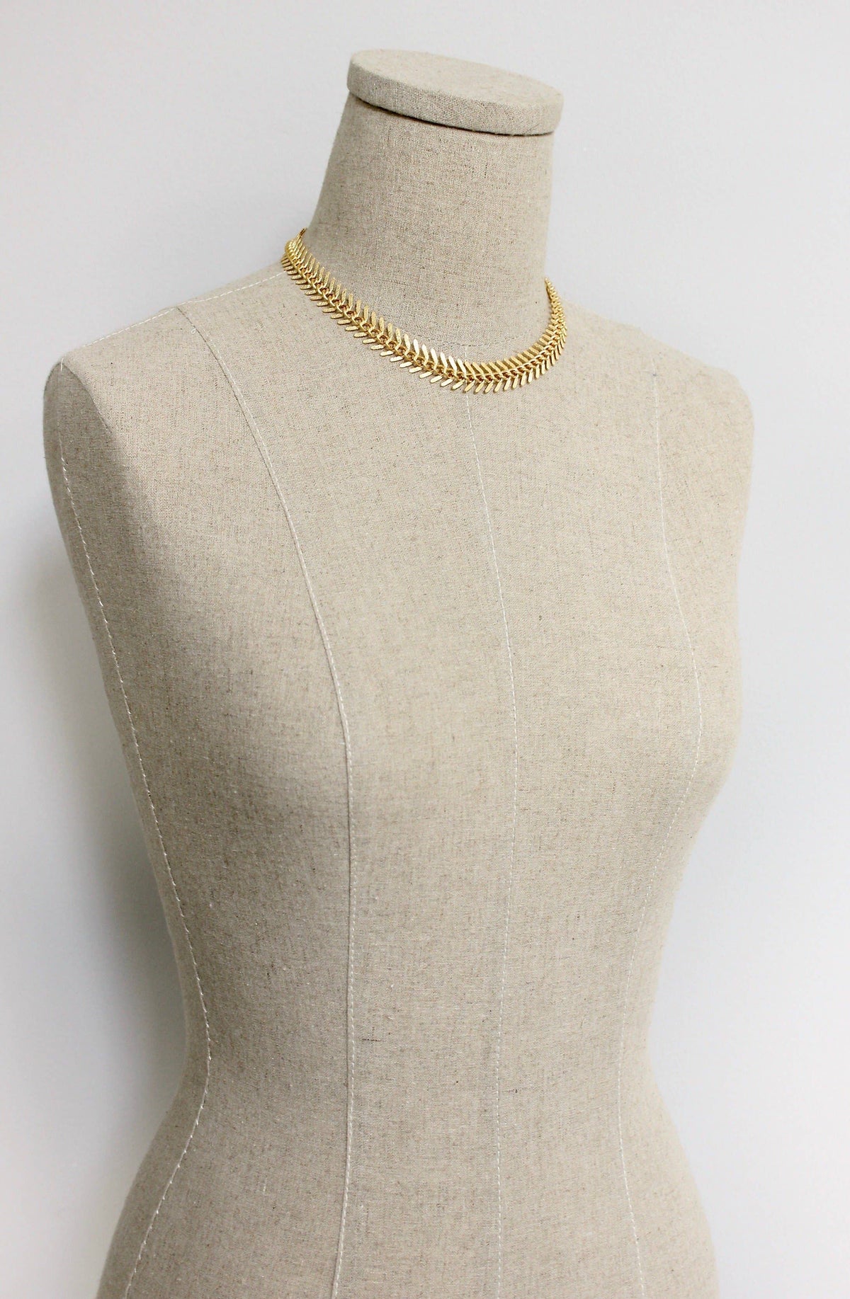 David Aubrey Gold Chain Fish Bone Necklace