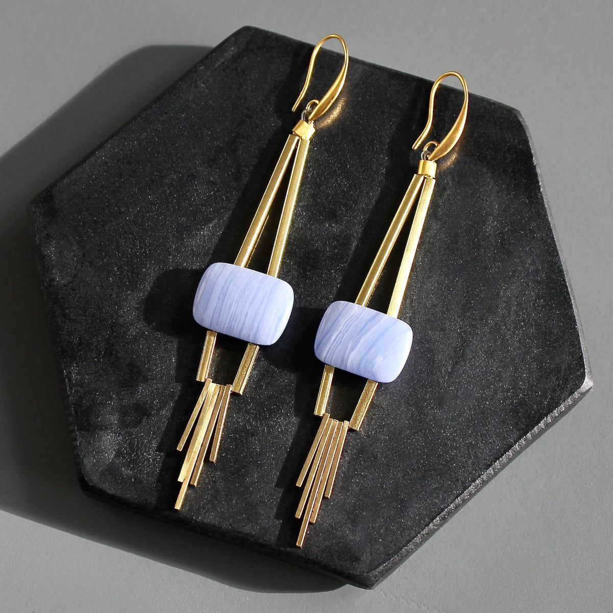 David Aubrey Lavender Geometric Earrings